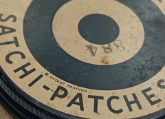 Vtg MARBLE’S SATCHI-PATCHES Jar And Patches 884 F/ The Marble’s Arms Corp. U.S.A