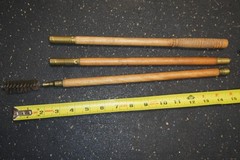 Antique 3 piece Wood Shotgun Cleaning Threaded Rod w/ Wire Brush