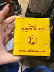one dozen shotgun cleaning brushes No.492 outers laboratories empty tin