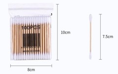 Clear Cotton Swab Storage Box with Bamboo Lid Makeup Swabs Toothpick Organizer