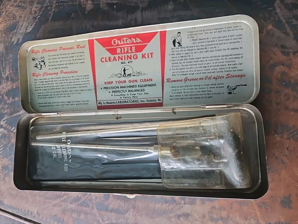 Gunslick Outers No. 477 Rifle Gun Cleaning Kit .30 Caliber Cal Vintage Box