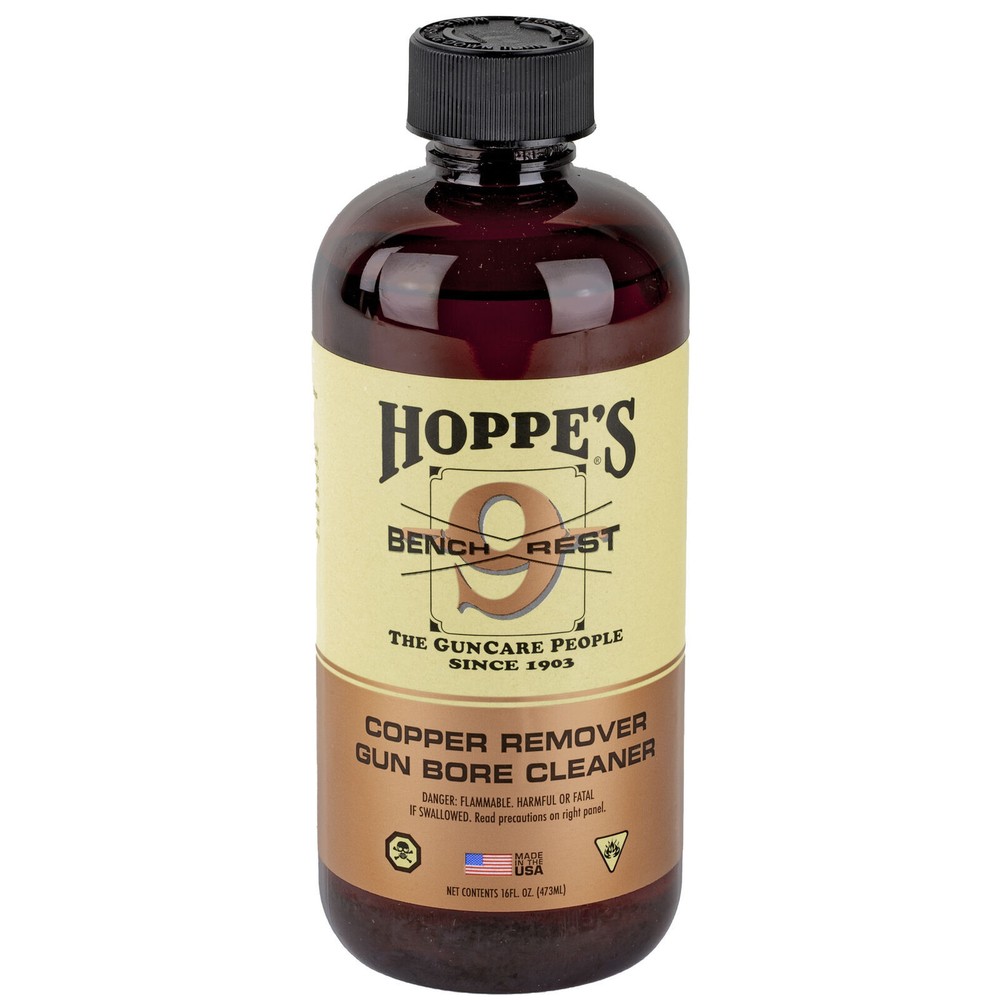 Hoppes 9″ Bench Rest Copper Bore Cleaning Solvent 16oz Glass Bottle BR916