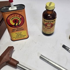 Vintage 12 Gauge Shotgun Cleaning Kit w/ Hoppe’s Oil Rods Brushes Bachmann Case