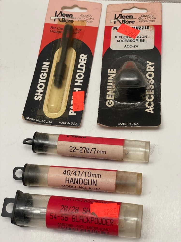 Kleen bore gun cleaning supplies, 3 phosphor bronze bore brushes, 2 patch holder