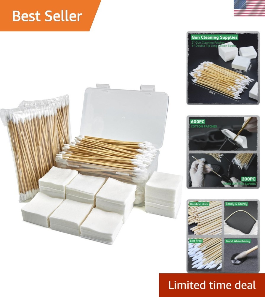 Comprehensive Gun Cleaning Supplies Set: 600 Patches & 200 Swabs, Travel Ready