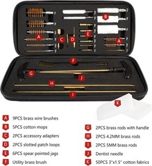 FLISSA 33PC Universal Gun Cleaning Kit Brass Rod Brush Jag Gun Cleaning Supplies