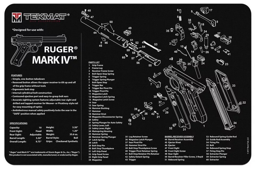 Tekmat Armorers Bench Mat 11″x17″ Ruger LCP Pistol Black – 17-RUGERLCP
