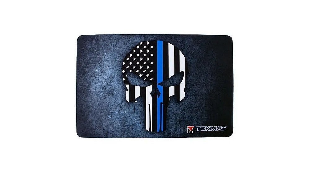 TekMat Punisher Blue Line Cleaning Mat 17″x11″ Black-White-Blue TEKR17PUNISHERBL