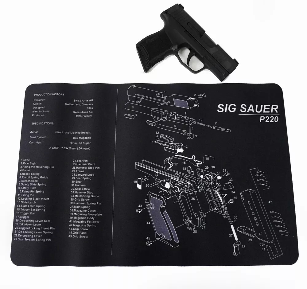 11”x17” For Sig Sauer P220 Gun Pistol Cleaning Mat Mouse Pad Man Dad father Gift