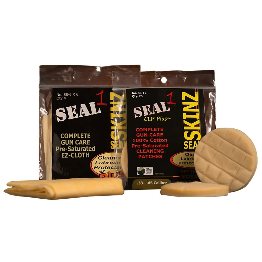 SEAL SKINZ Gun Cleaning Patches For .38-.45 Cal, 2.25″ Cotton, CLP Paste #SS-12