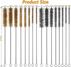 16Pcs Tube Cleaning Brush,Brass Stainless Steel Engine Cleaning Brass&sliver