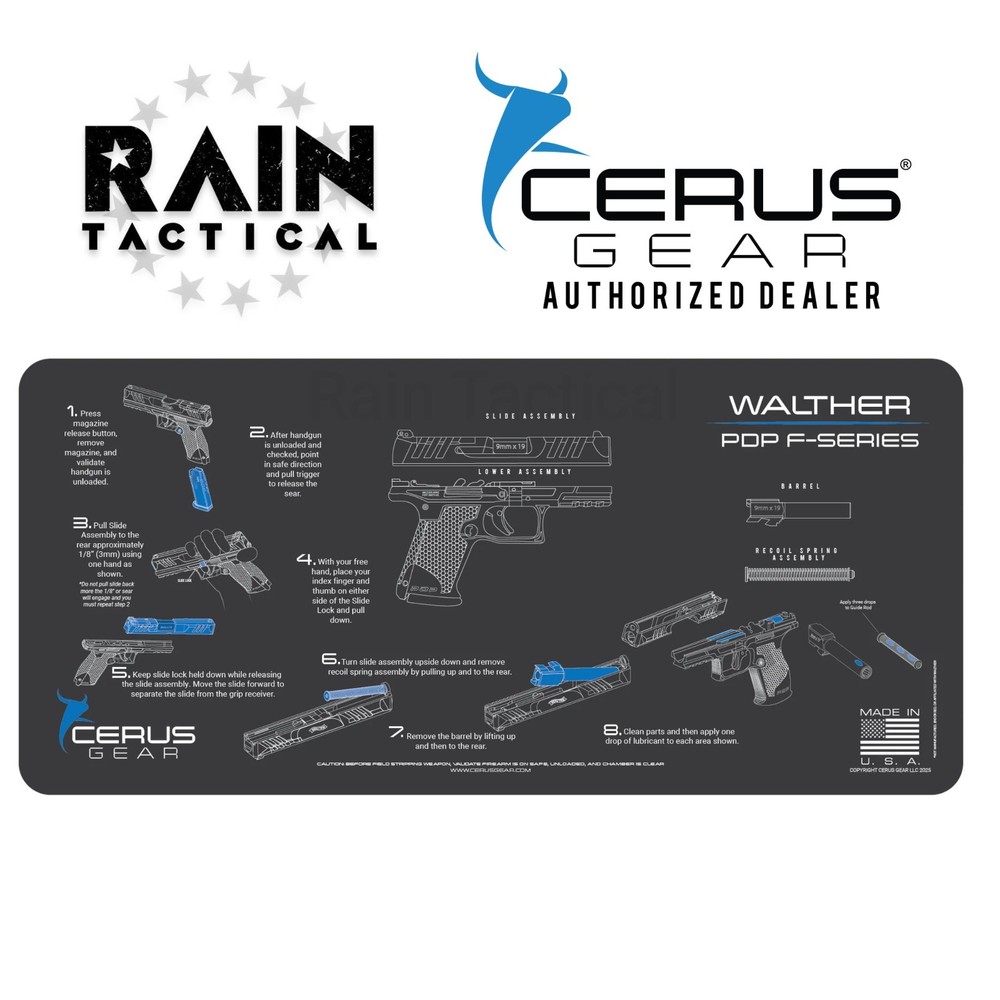 Walther PDP F Series Instructional Jumbo 12″ X 27″ Gun Cleaning Mat