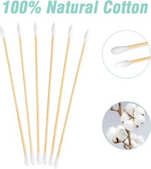6 Inch Cotton Firearm Cleaning Swabs With Bamboo Handle Pointed And Round 500Pcs