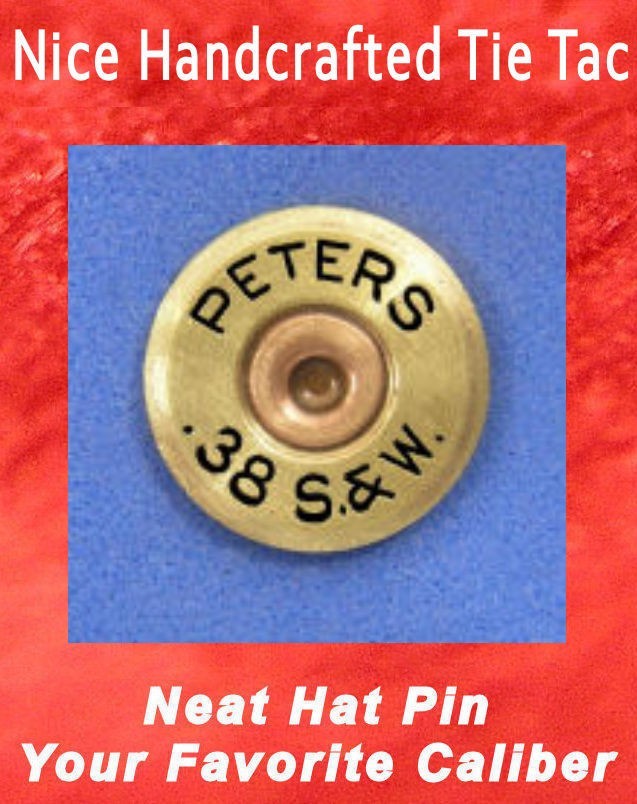 38 S&W Smith & Wesson Caliber Cartridge Hat Pin Shooting Jacket Pin Tie Tack Gun