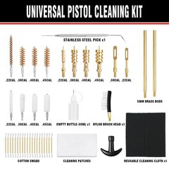 Gun Cleaning Kit 25 in 1 for .22/.223/5.56mm 357/.38/9mm .10mm .40 .45 Caliber