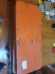 Vintage Ted Williams Rifle Cleaning Kit by Sears. Orange Metal Case. Orig. 1960s