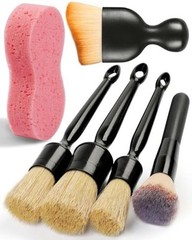 6PCS Car Detailing Brush Set, Ultra Soft Boars Hair Detail Brushes, Automotive