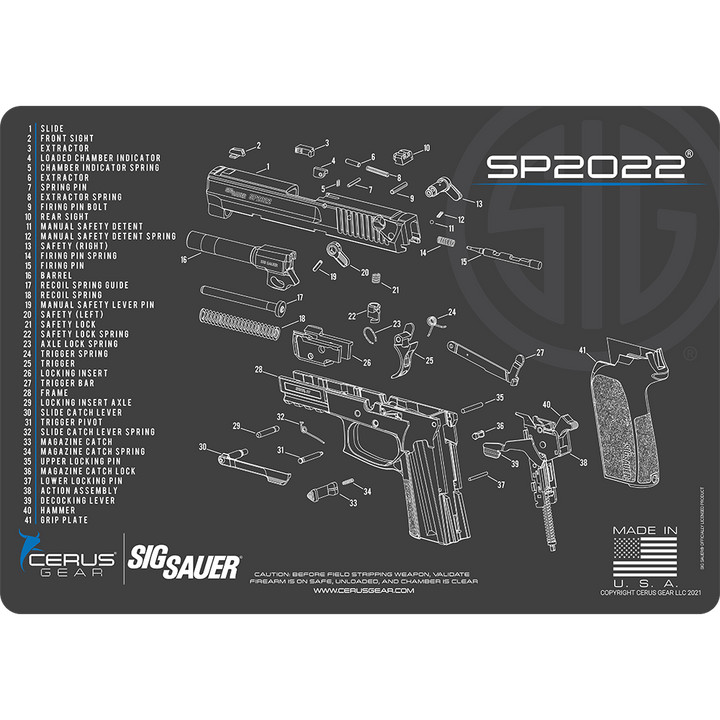 For Sig Sauer SP 2022 Armorers Gun Cleaning Bench Mat Cerus Gear