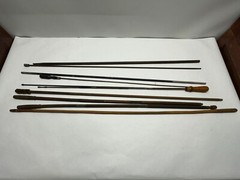 Lot of 9x Vintage Antique Gun Cleaning Rods – Wooden, Brass, Iron, Shotgun Rifle