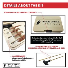 Handgun Cleaning Kit for Pistols Revolver and SBR Calibers .22 38 9mm 357 40 45