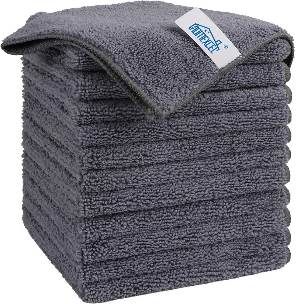 Homexcel Grey Microfiber Cleaning Cloth 12 Pack Premium Microfiber Towels For