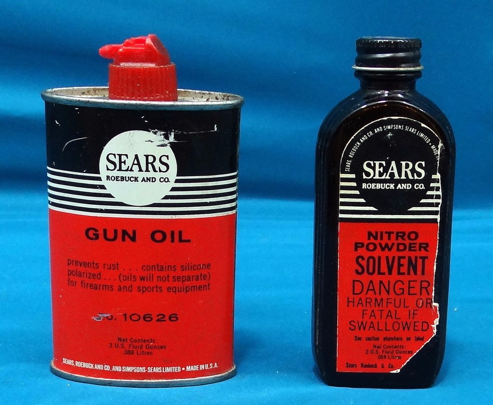 Sears Roebuck and Co. Gun Oil & Nitro Powder Solvent Bottle