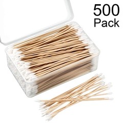 500 Pcs 3/6 Inch Gun Cleaning Swabs Long Cotton Swabs in Paper Storage Box Long