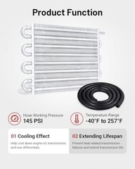 5/16″ Transmission Oil Cooler Tube and Fin Cooler Kit Universal 8 Pass Silver