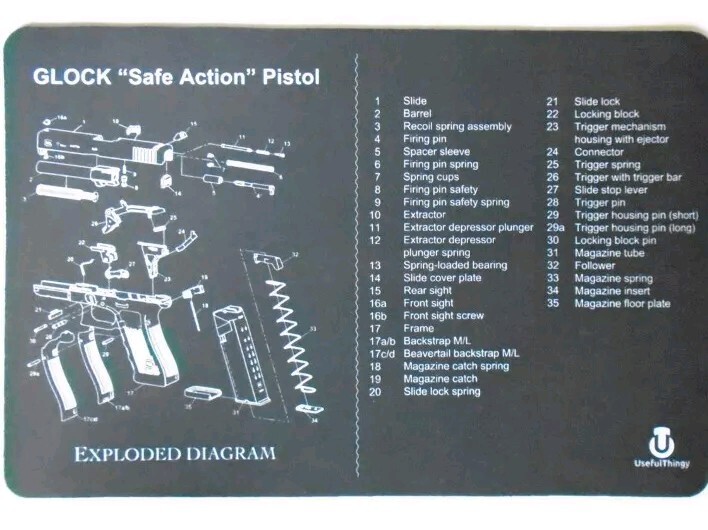 Pistol Cleaning Bench Glock Mat 17”X12” w/Pistol Parts List View Non-Slip NEW