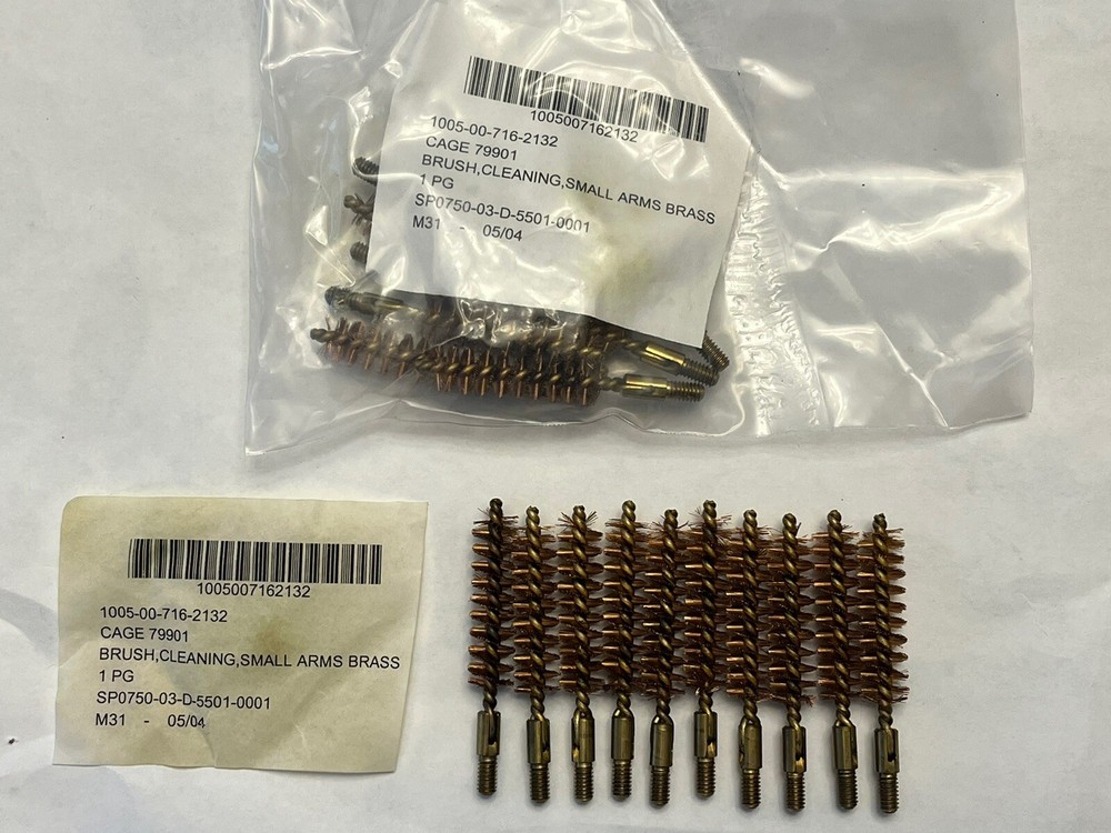 USGI Military 9mm 38. Cal Bore Brush Beretta M9 Small Arms Brass NOS 10 Pack USA