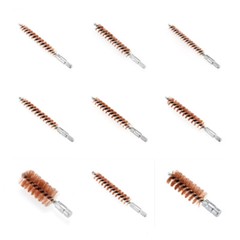 5 Pcs Bronze Bristle Bore Cleaning Brush Multi-Caliber Thread with 50 Patches