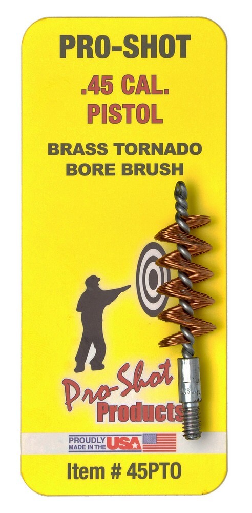 Pro-Shot Tornado Bore Brush For .45 Caliber Pistol #8-32 Thread Brass – 45PTO