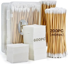 Gun Cleaning Kit Supplies Storage Box 600 Patches 200 Swabs Set