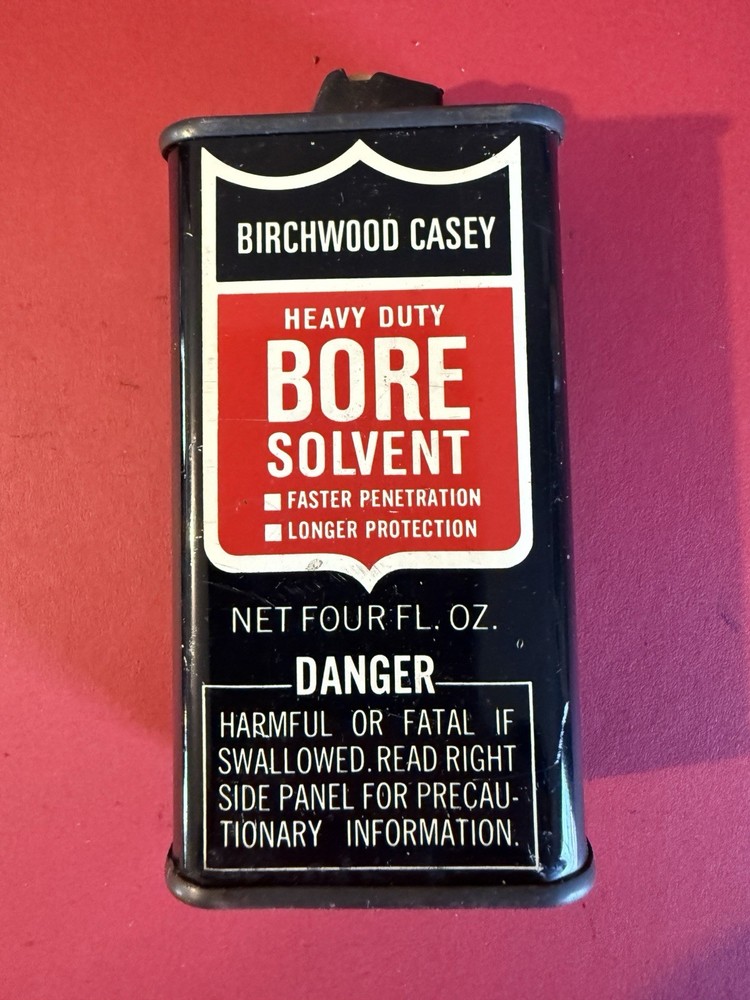 VINTAGE 4oz.BIRCHWOOD CASEY BORE SOLVENT OIL CAN HANDY OILER
