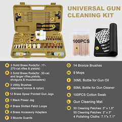 Kit limpieza armas universal con tapete, latón, estuche, rifles/pistolas
