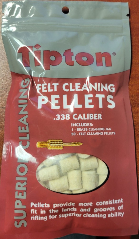Tipton Felt Cleaning Pellets #1099932 for .338 Caliber 50 Count GJ