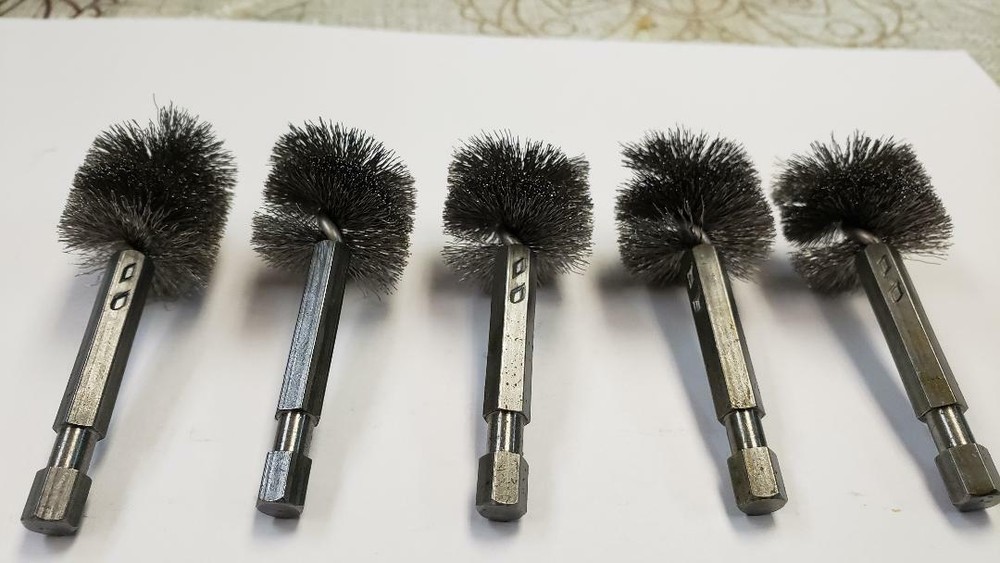 Hightbrush T878 7/8” Dia Power Fitting Brush Stainless St 1/4”Hex drive 5 pk