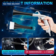 2 Nozzles Air Cleaning Gun, Dry Cleaning Gun Quickly Blasts Dust, Dirt and Grime