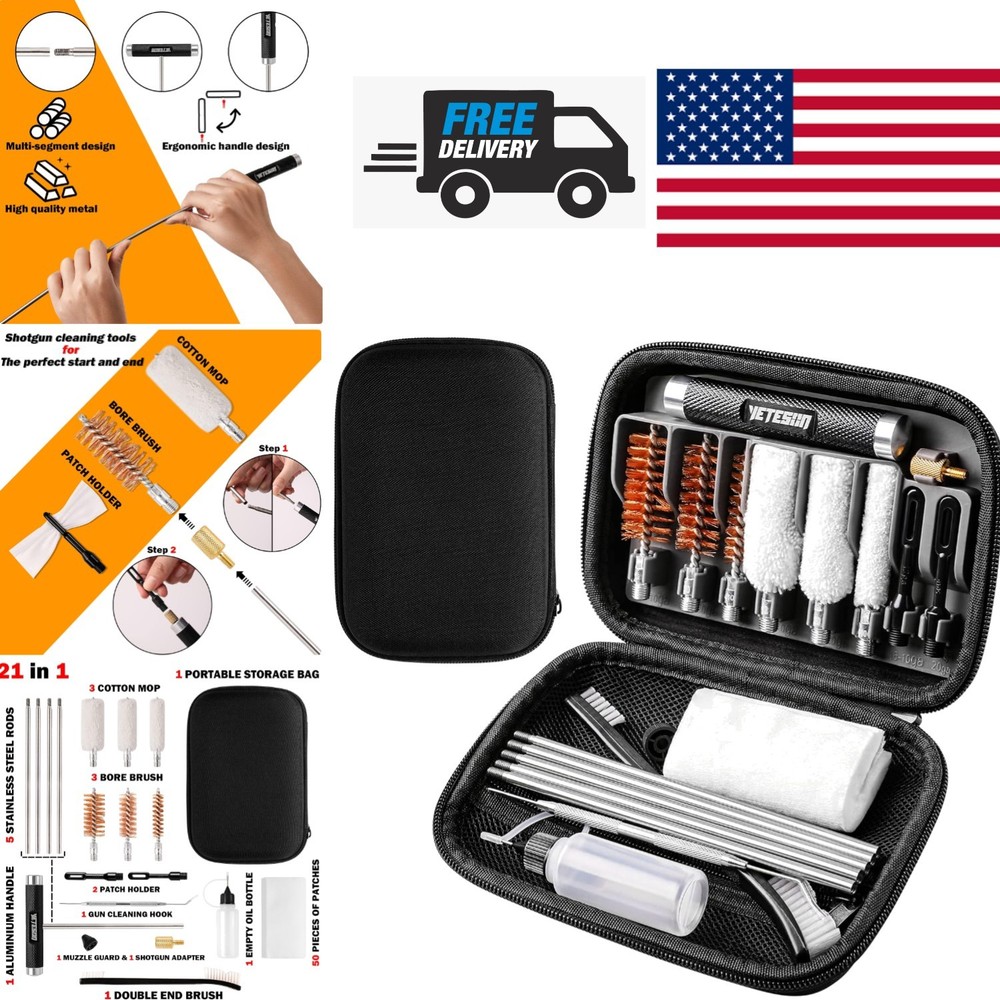 Shotgun Cleaning Kit for 12 20 410 Gauge with Portable Storage Case and Brushes