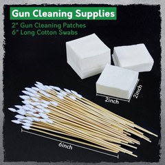 Gun Cleaning Kit – 6″ Cotton Swabs & 2″ Lint-Free Pads, Highly Absorbent Supplie