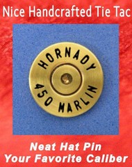 450 MARLIN HORNADY Caliber Cartridge Hat Pin Shooting Jacket Pin Tie Tack Gun