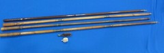 VINTAGE SHOTGUN WOOD CLEANING RODS (4 TOTAL) BRASS CONNECTORS AND ACCESSORIES