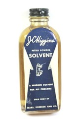 VINTAGE J.C. HIGGINS SEARS ROEBUCK GUN CLEANING SOLVENT ( NEW – SEALED BOTTLE )