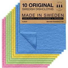 SUPERSCANDI 10-Pack Biodegradable Compostable Reusable Cleaning Cloths