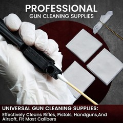 Gun Cleaning Kit Supplies Storage Box 600 Patches 200 Swabs Set