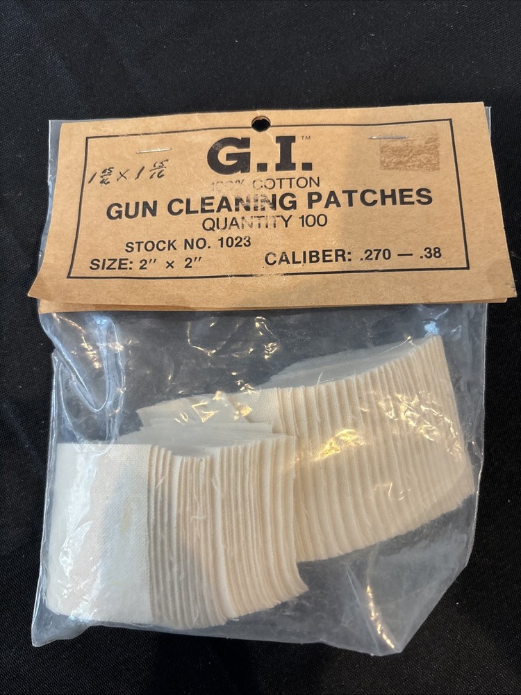 G.I. Gun Cleaning Patches; 100% Cotton; 100 Patches .270-.38 Cal #1023 2”x2”