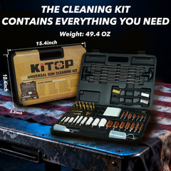 KiTOP Universal Gun Cleaning Kit for Pistol, Shotgun, Rifle w/ Bore Light