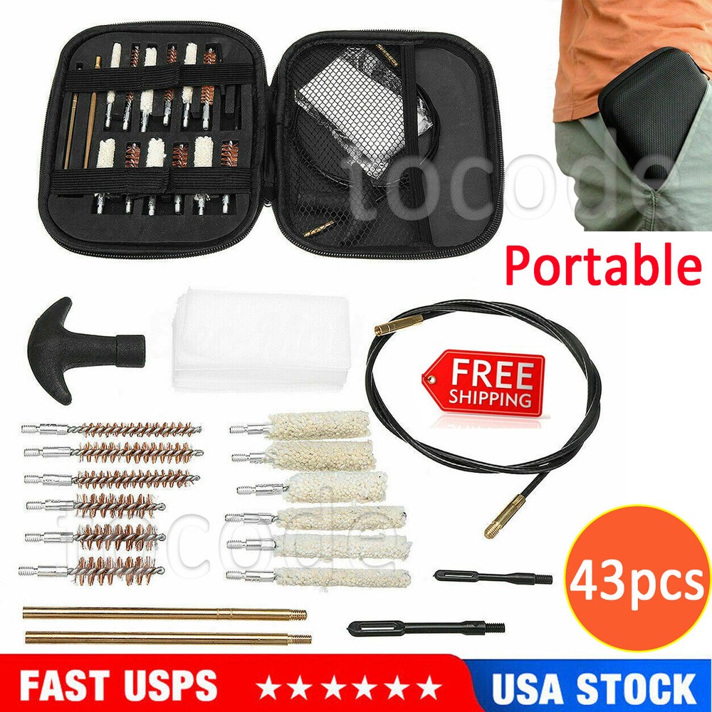 43 PCS Gun Cleaning Kit Pro Universal Pistol Rifle Shotgun Cleaner Set US