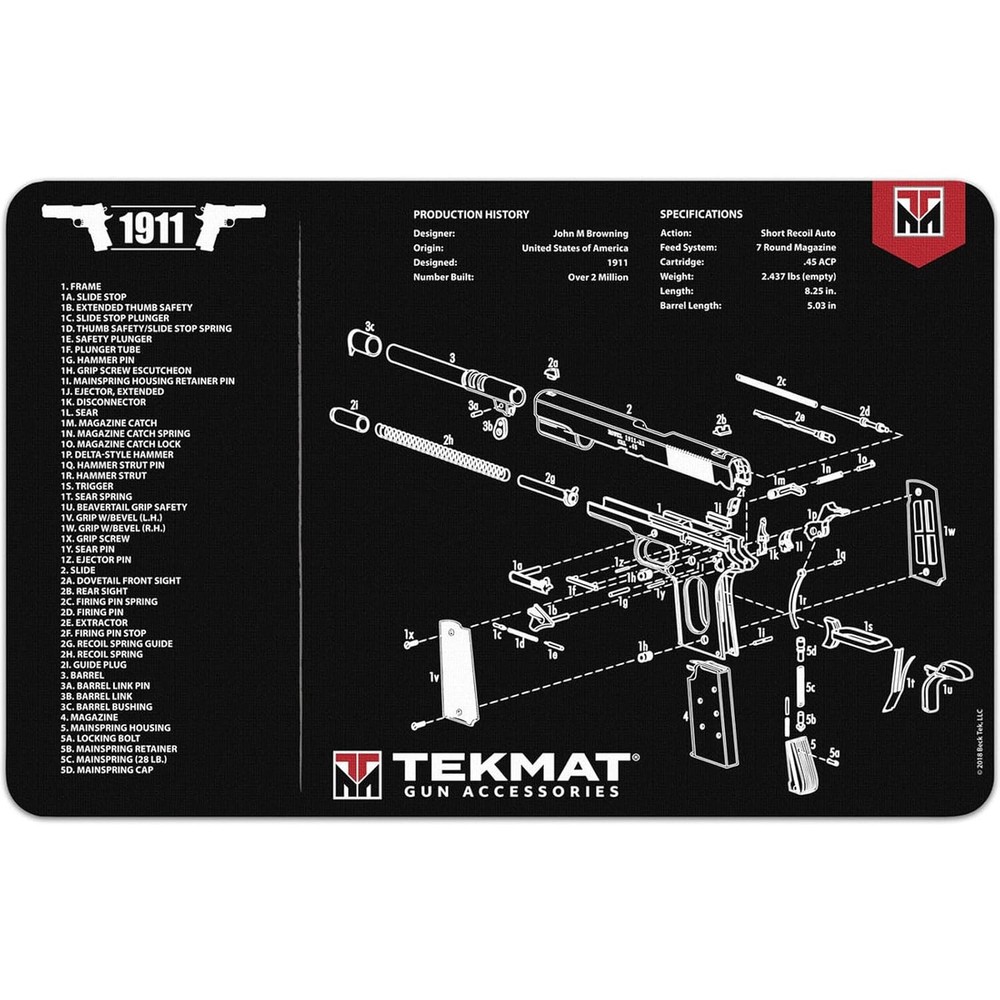TekMat 1911 17″x11″ Gun Cleaning Mat Black – TEK-R17-1911