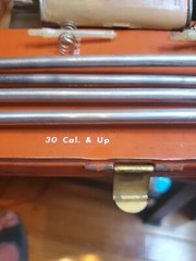 Vintage Ted Williams Rifle Cleaning Kit by Sears. Orange Metal Case. Orig. 1960s